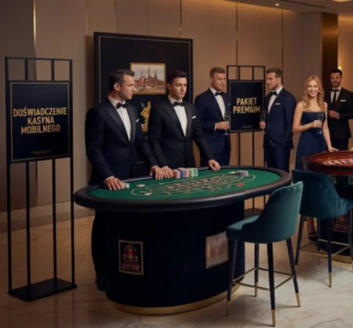 Elegancka aranżacja mobilnych stołów kasynowych POL w trakcie eventu