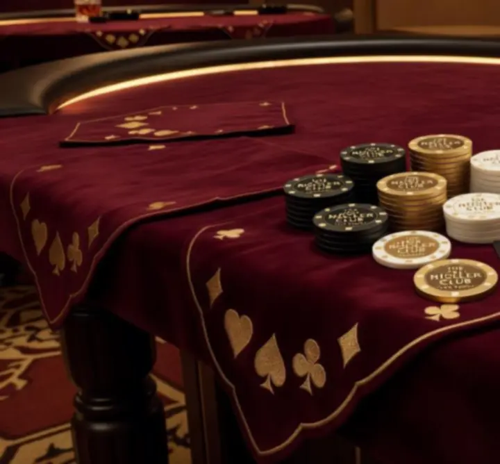 Scenografia pokerowa z kartami, żetonami i eleganckimi dekoracjami